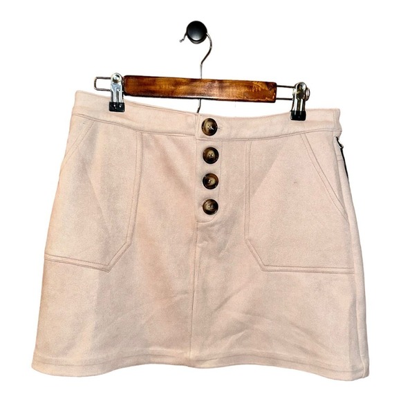HYFVE HYFVE HYFVE Women's Button Fly A-Line Mini Skirt Blush Pink - Picture 1 of 7